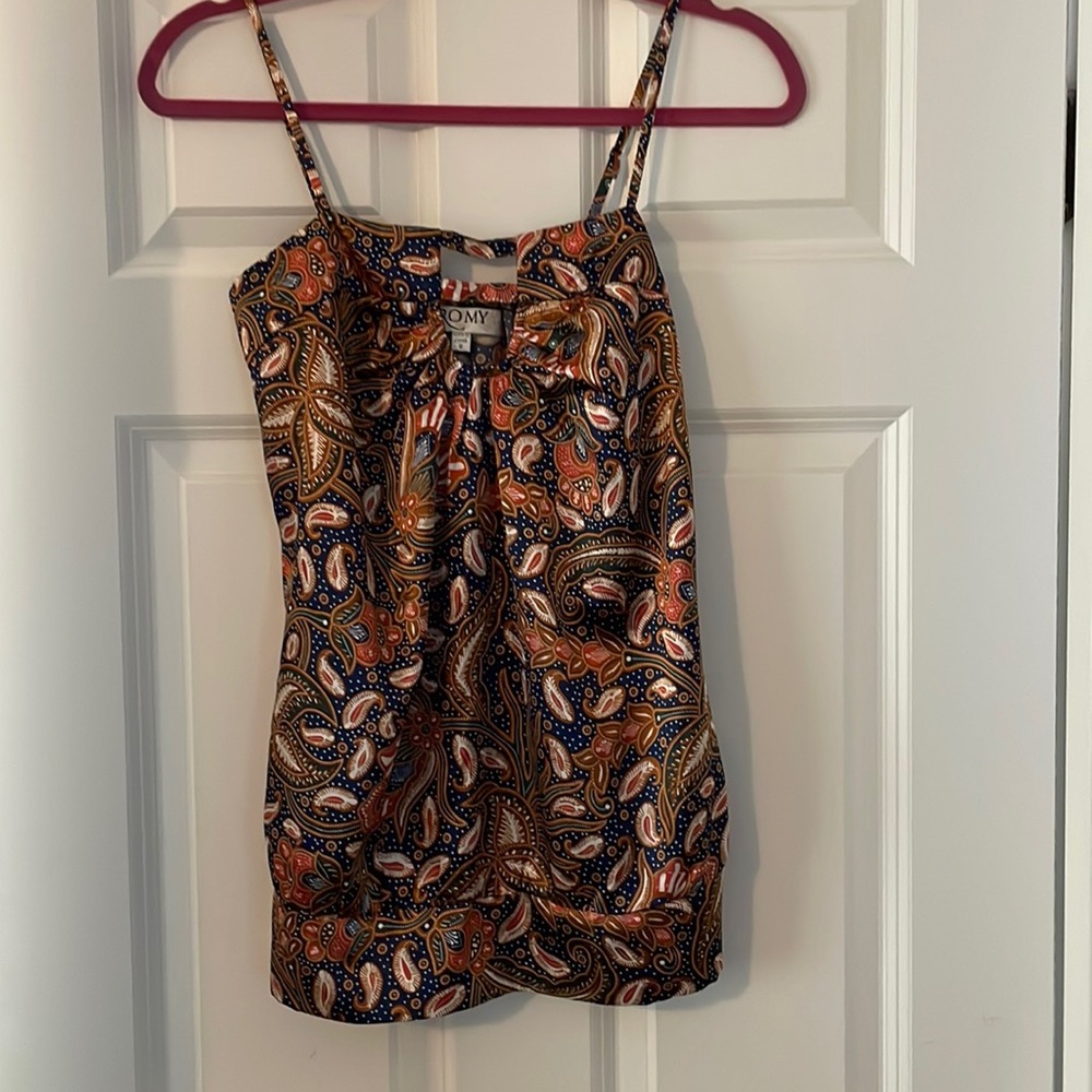 Romy, paisley print tank top, size small, keyhole detail